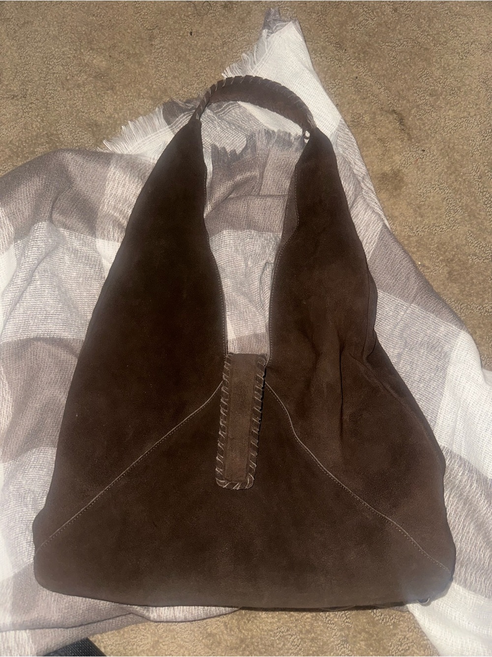 Haute Hippie Dark Brown Suede Hobo Bag